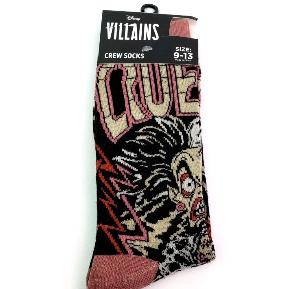 4/$25 Disney Villains Cruella De Vil Novelty Crew Socks New